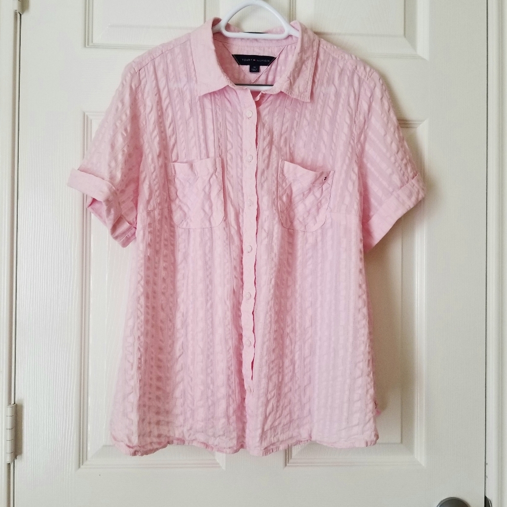 Tommy Hilfiger Semi-sheer Button-Down  Shirt Women Size 0X